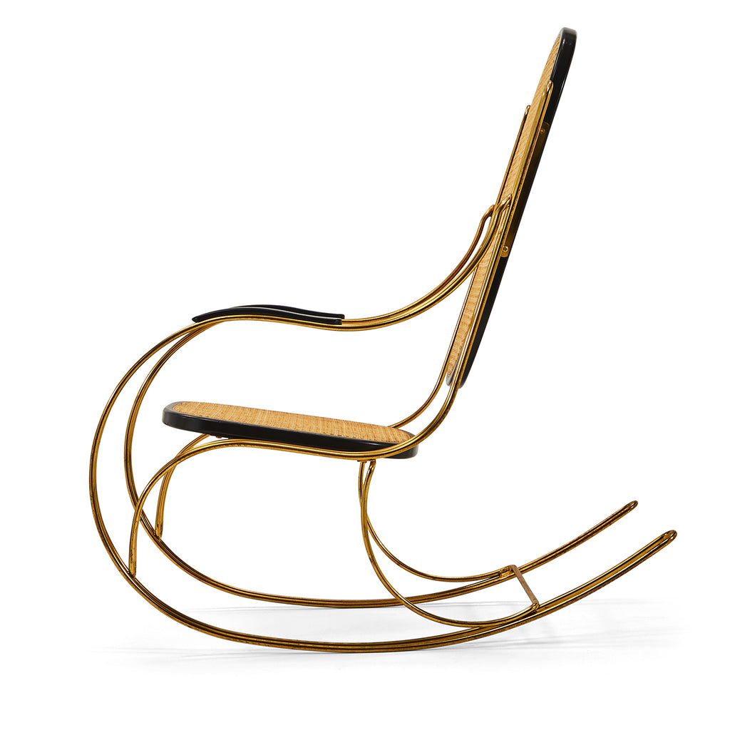 Cane & Gold Deco Rocking Chair