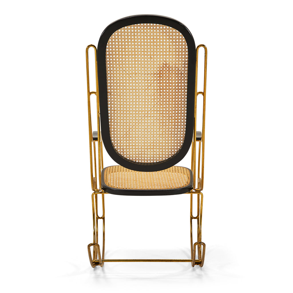 Cane & Gold Deco Rocking Chair