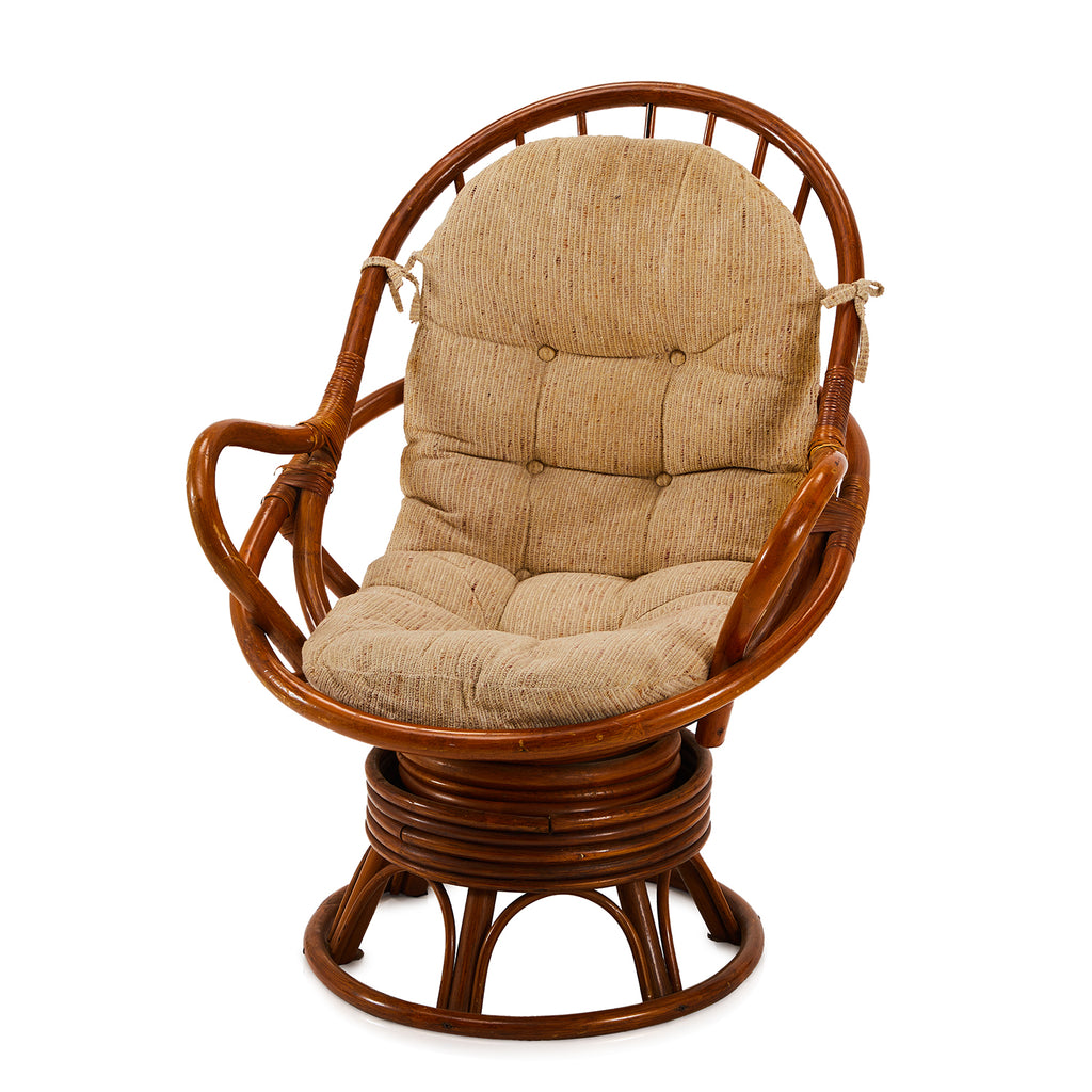 Brown Rattan Swivel Arm Chair