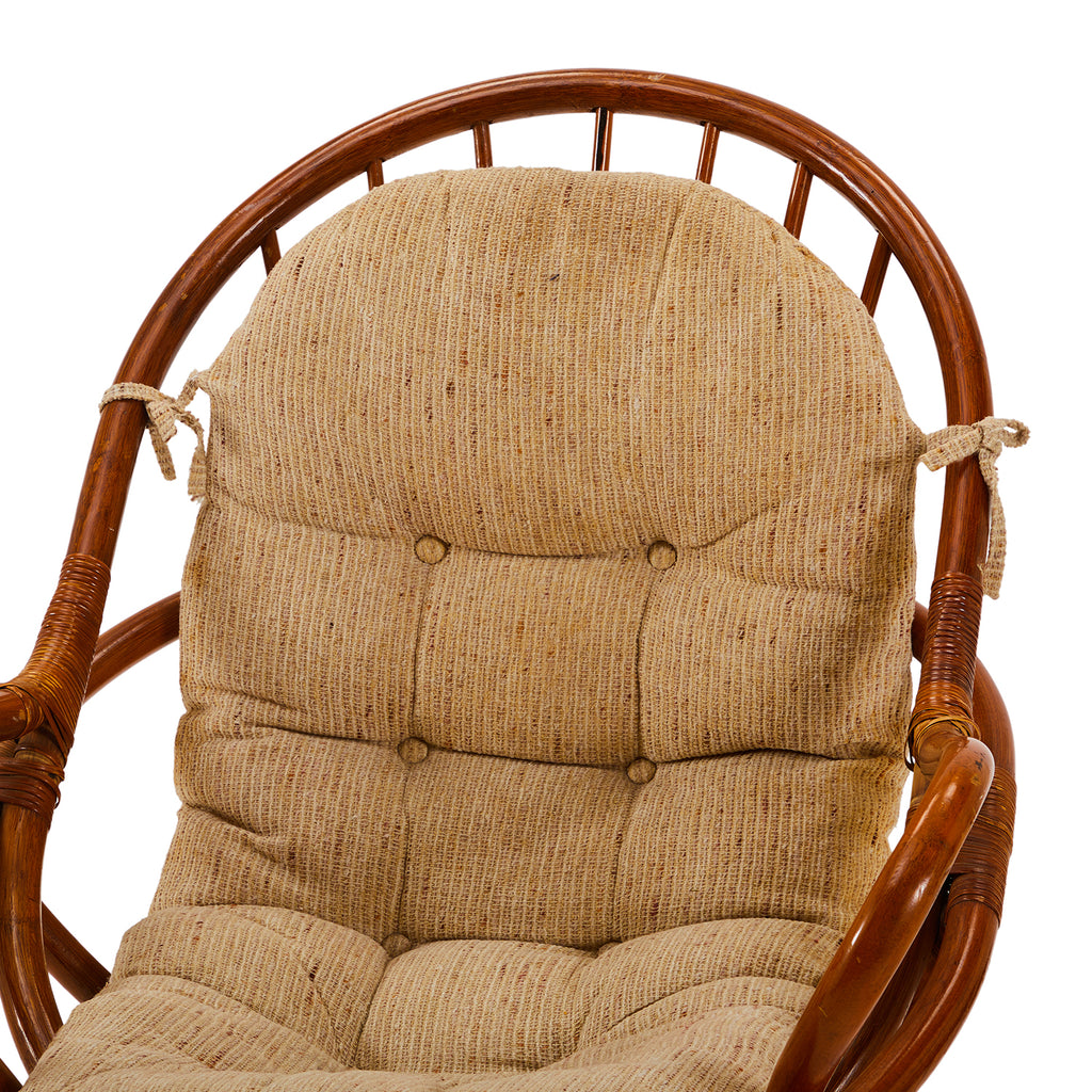 Brown Rattan Swivel Arm Chair
