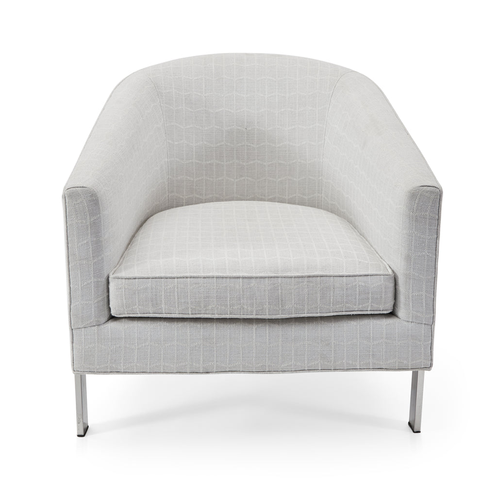 White Textured Pattern Fabric Contemporary Lounge Chair