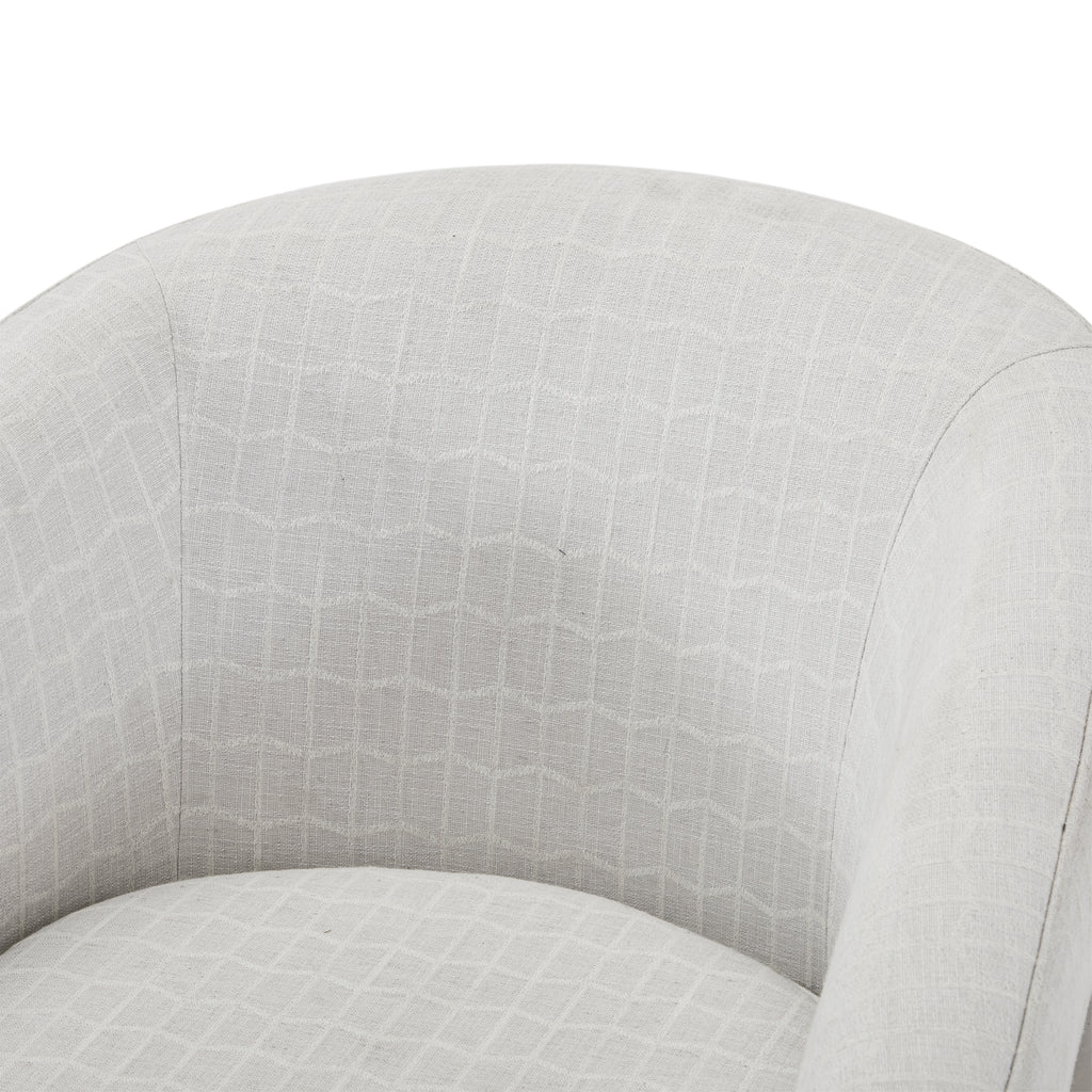 White Textured Pattern Fabric Contemporary Lounge Chair