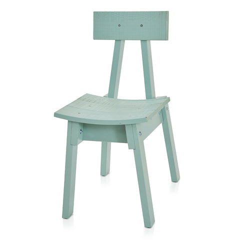 Blue Wood Handmade Side Chair