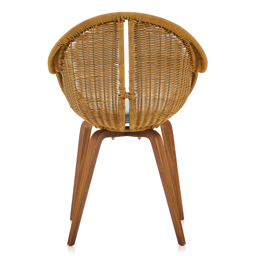 Wicker & Turquoise Outdoor Dining Chair