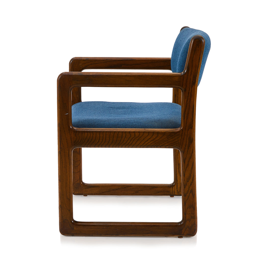 Blue & Wood Mid Century Arm Chair
