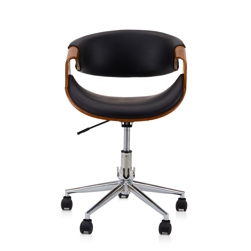 Black Leather Bentwood Ribbon Office Chair