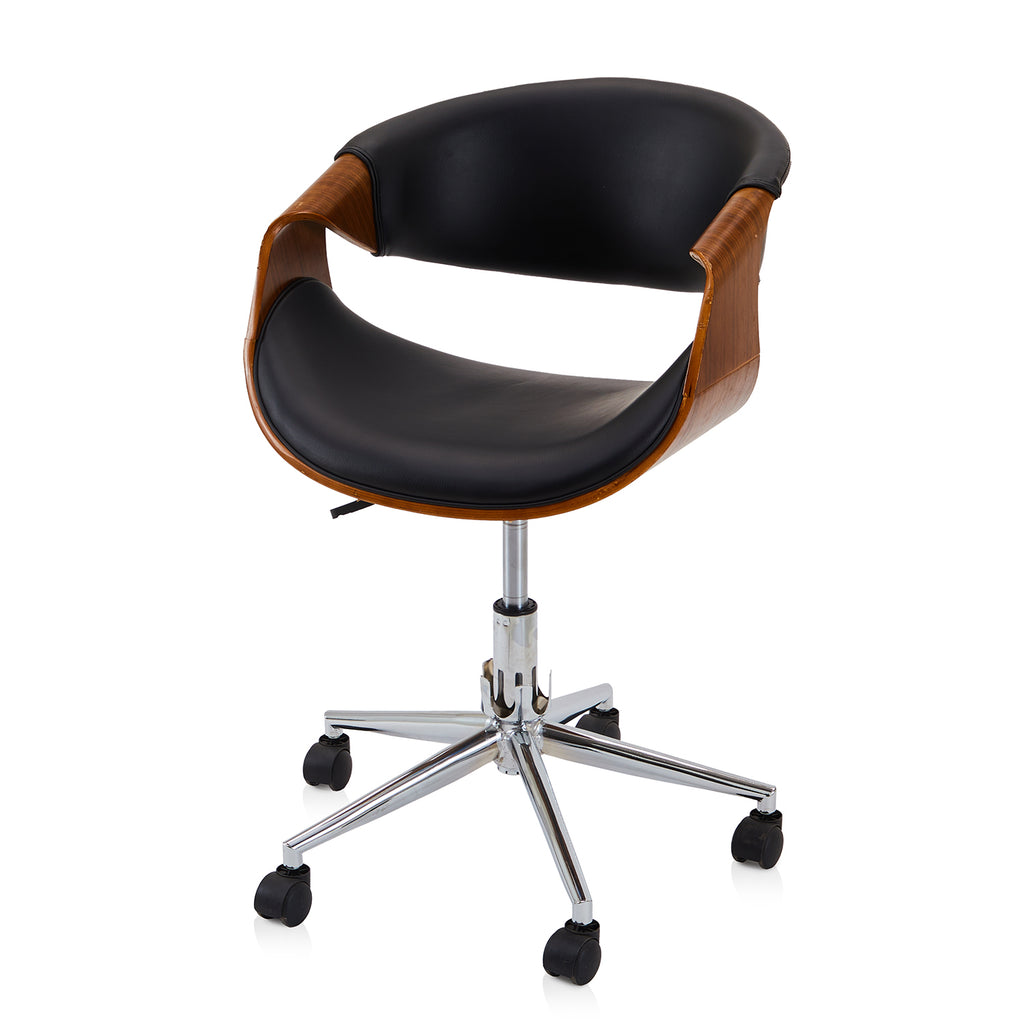 Black Leather Bentwood Ribbon Office Chair