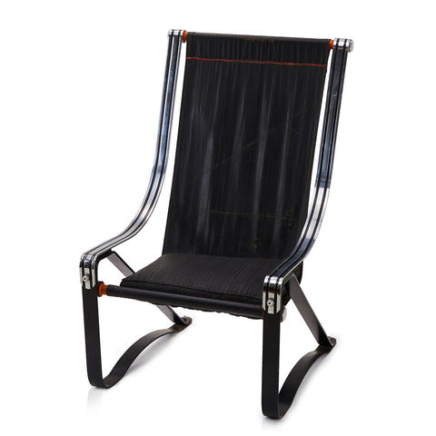 Black & Silver High Back Sling Chair