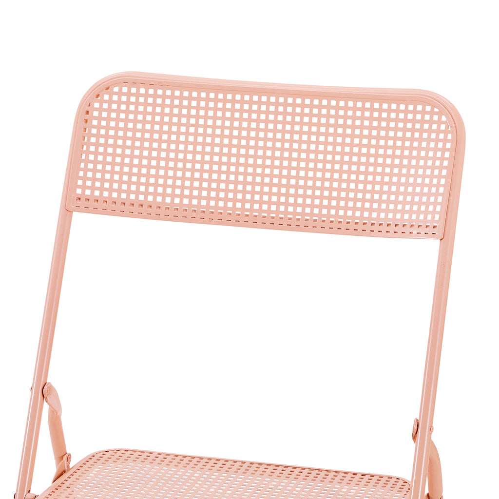 Pink Perforated Metal Folding Chair