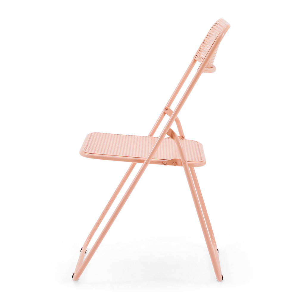 Pink Perforated Metal Folding Chair