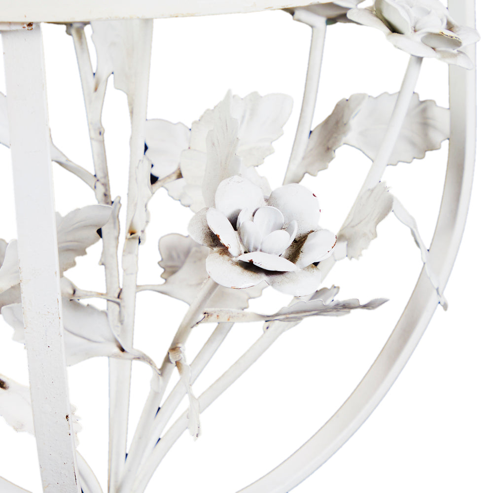 White Flower Metal Side Table
