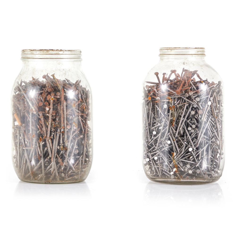 Clear Large Glass Mason Jars with Oxidized Nails