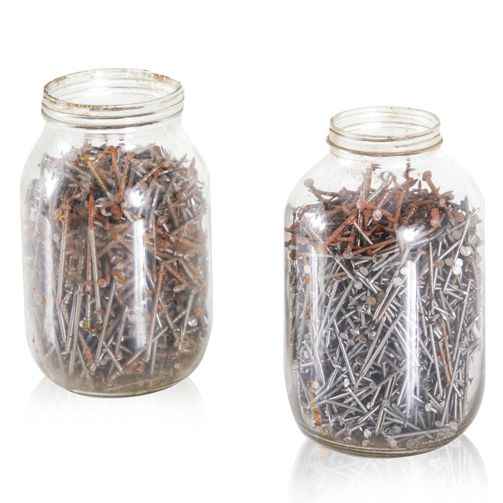 Clear Large Glass Mason Jars with Oxidized Nails