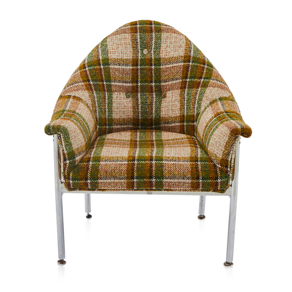 Brown Green Plaid Arm Chair