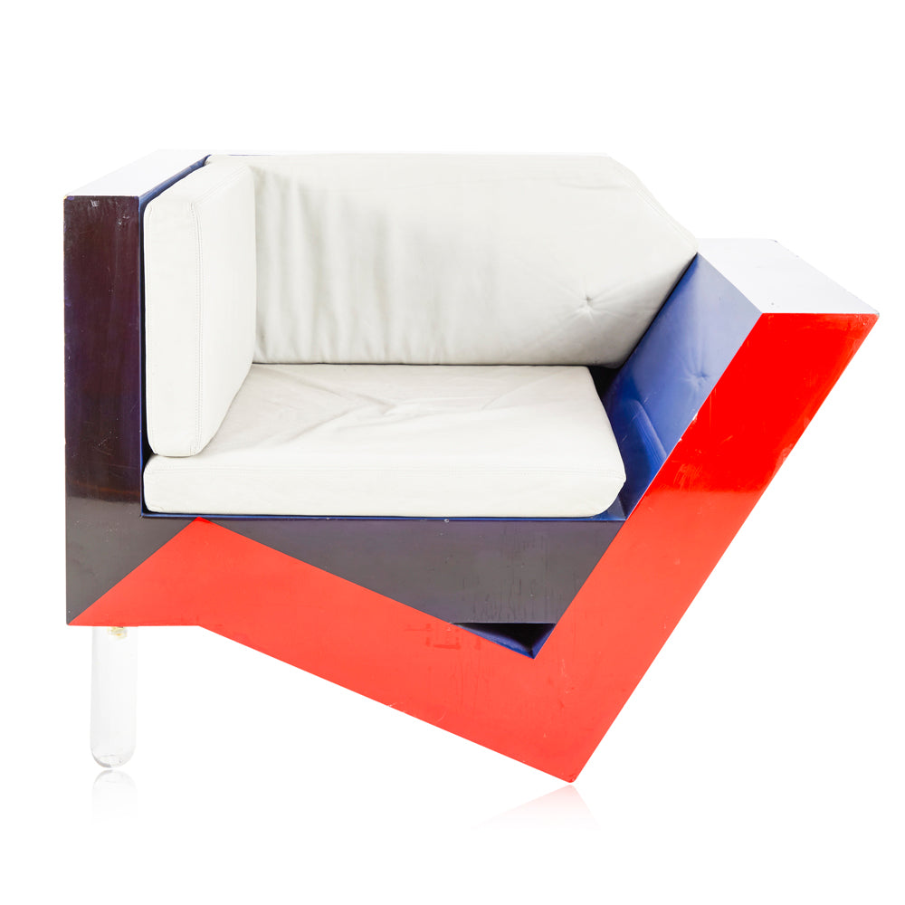 Red Blue & White Memphis Lounge Chair