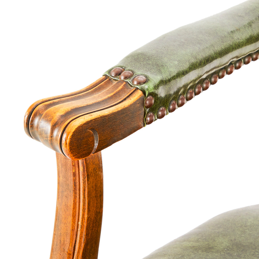 Green & Wood Mid Century Vinyl Arm Chair