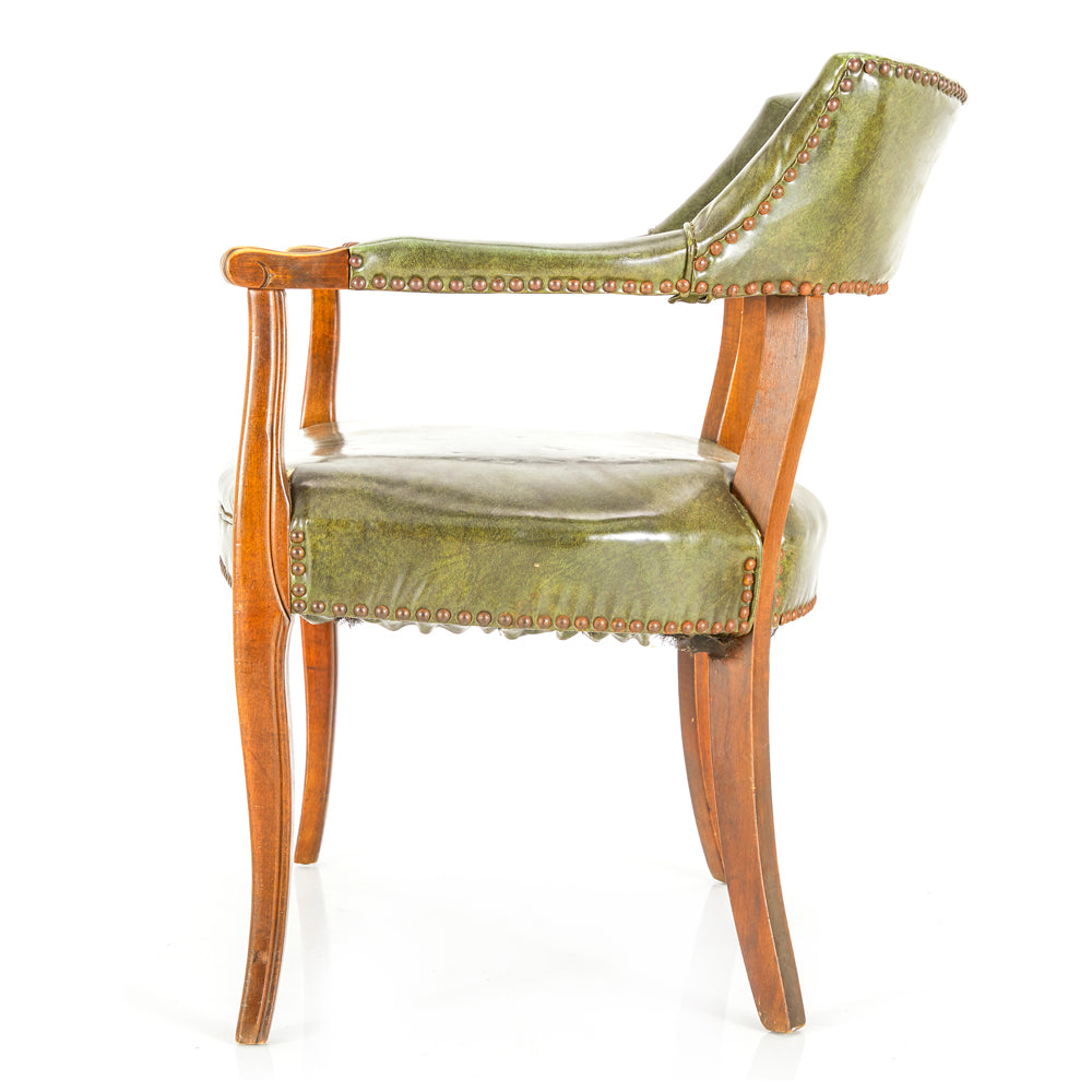 Green & Wood Mid Century Vinyl Arm Chair