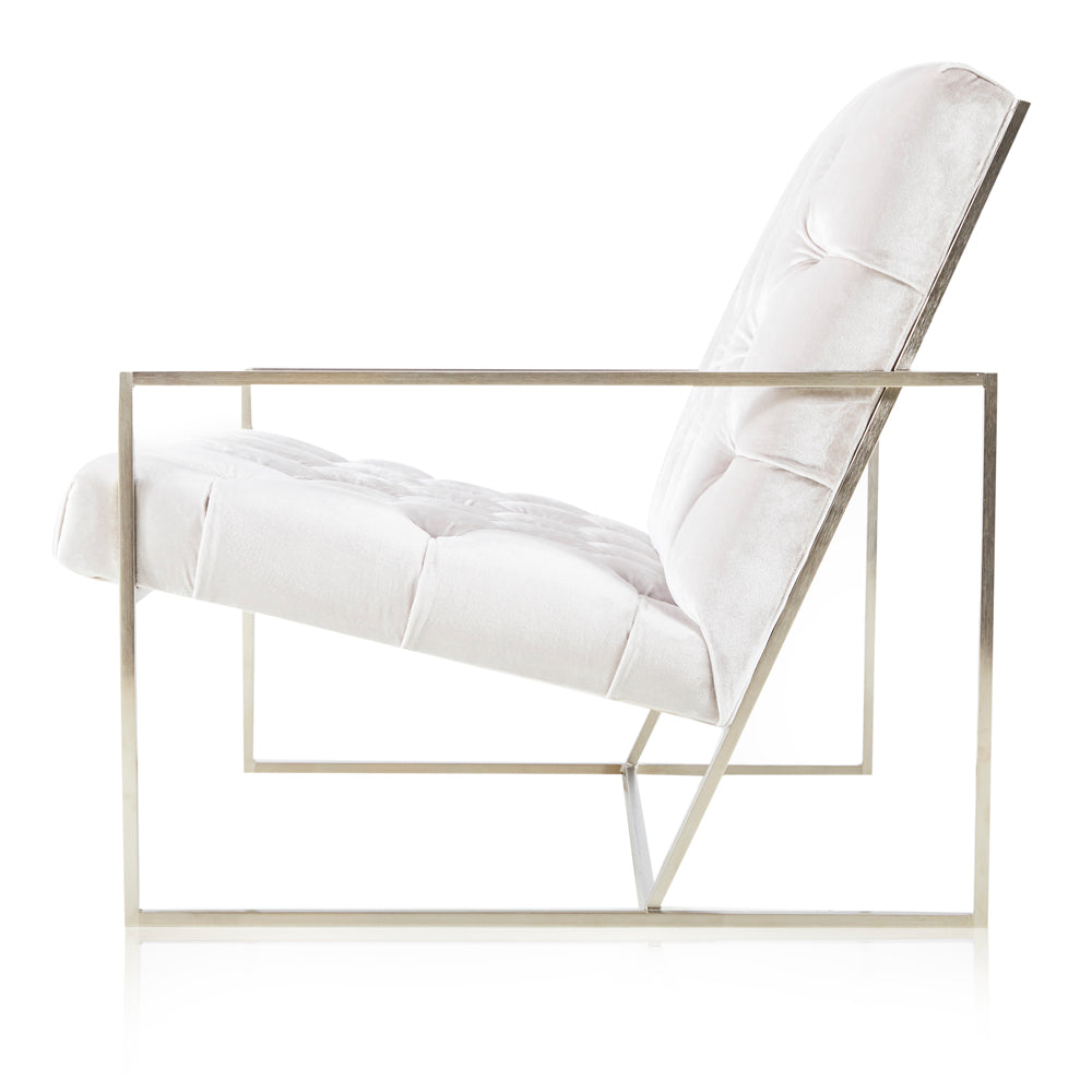 White Tufted Modern Lounge Chair