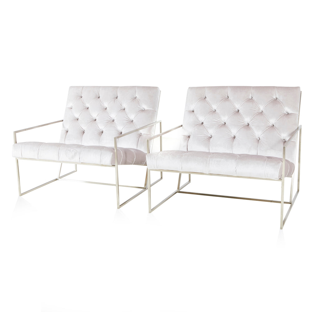 White Tufted Modern Lounge Chair