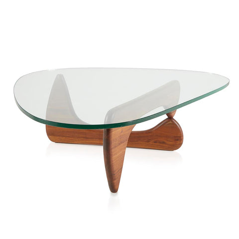 Noguchi Style Glass Coffee Table - Light Brown
