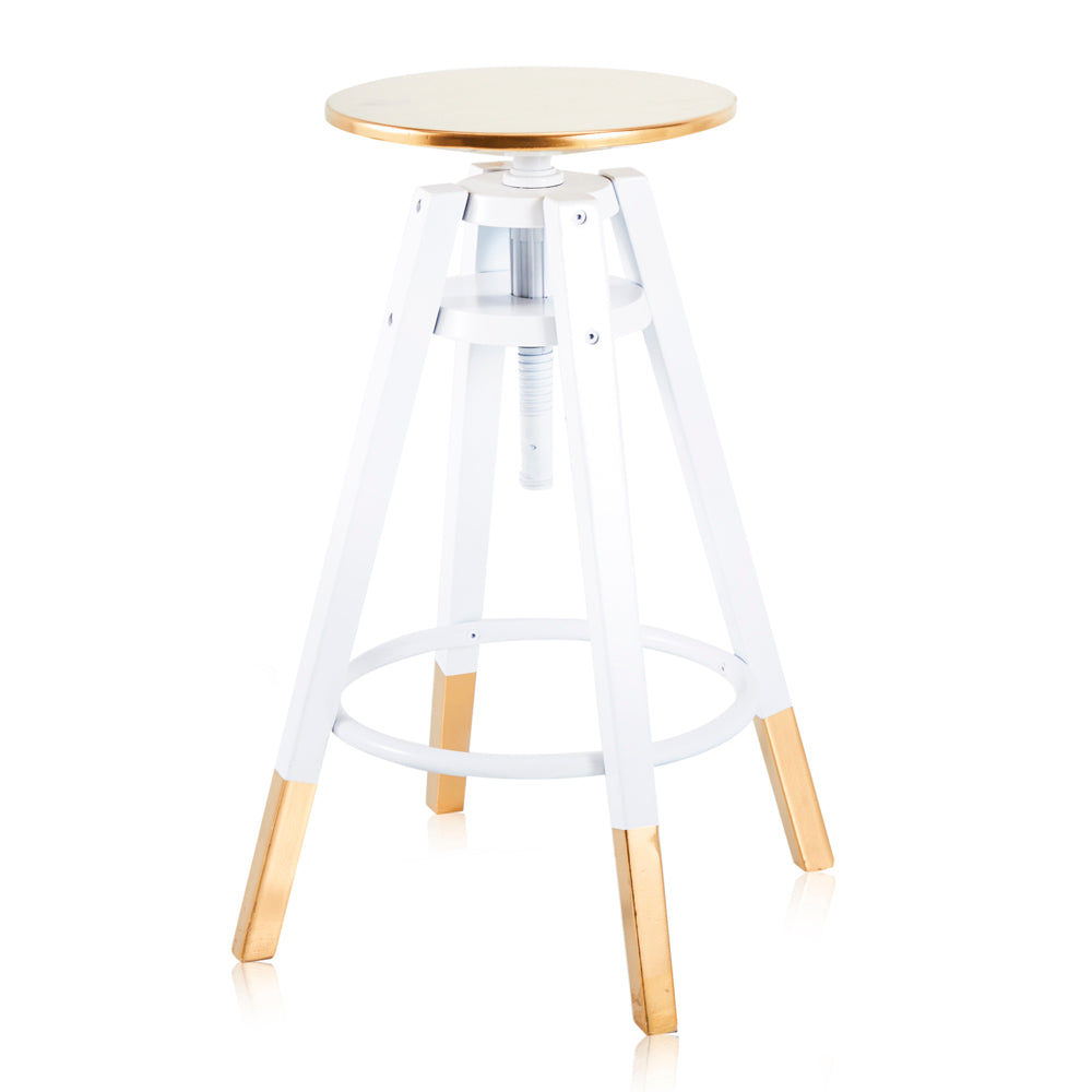 Gold-Dipped Adjustable Work Stool - White