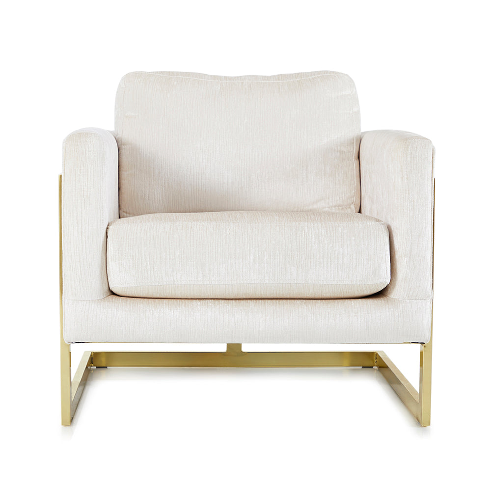 Modern Gold And Off-White Arm Chair