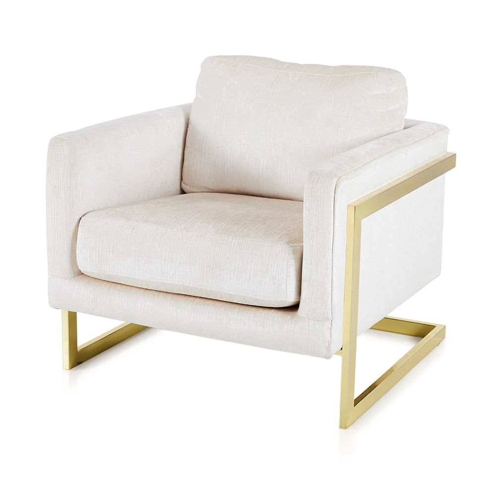 Modern Gold And Off-White Arm Chair