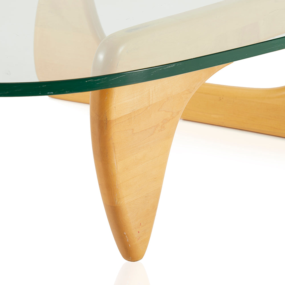 Noguchi Style Glass Coffee Table - Light Wood