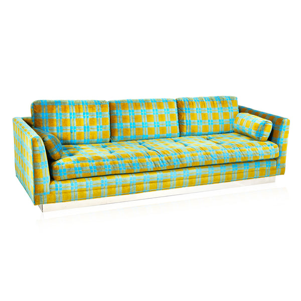 Blue Plaid Sofas Baci Living Room