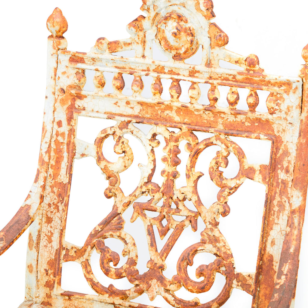 White & Rust Metal Victorian Chair