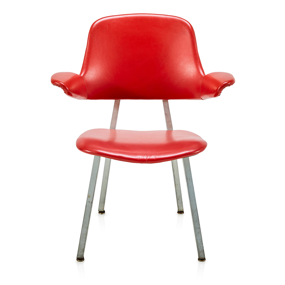 Red Leather Floating Back Chair