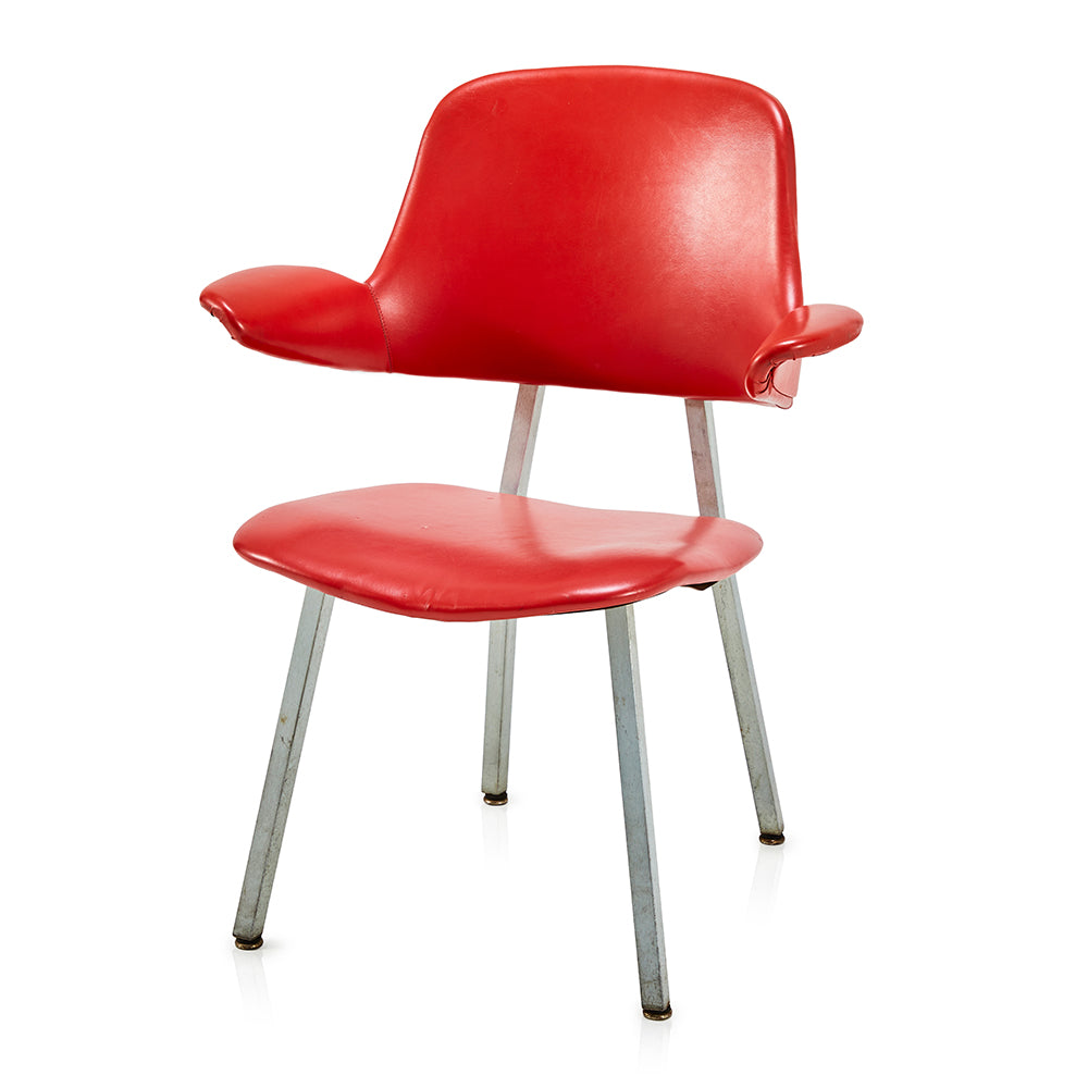 Red Leather Floating Back Chair