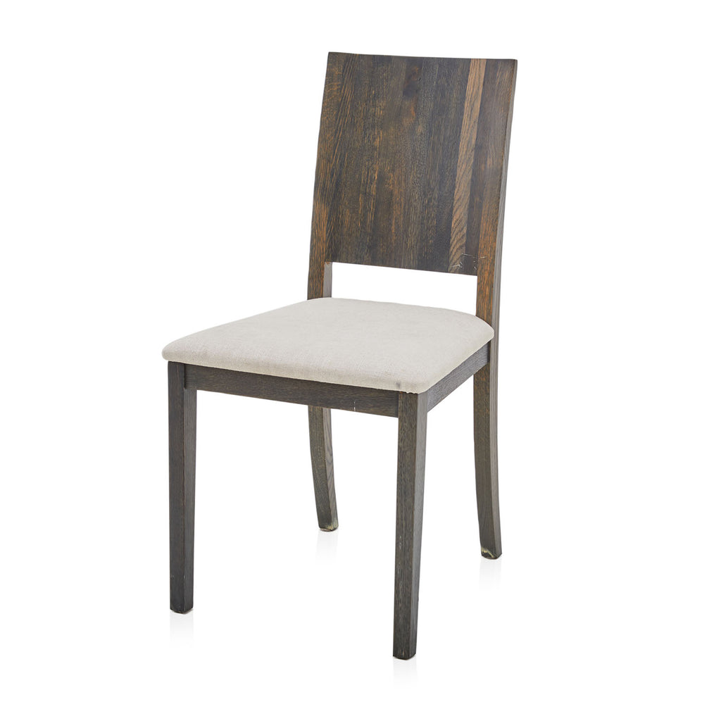 Wood & White Cushion Flat Back Dining Chair