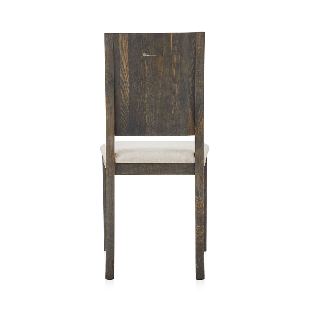 Wood & White Cushion Flat Back Dining Chair