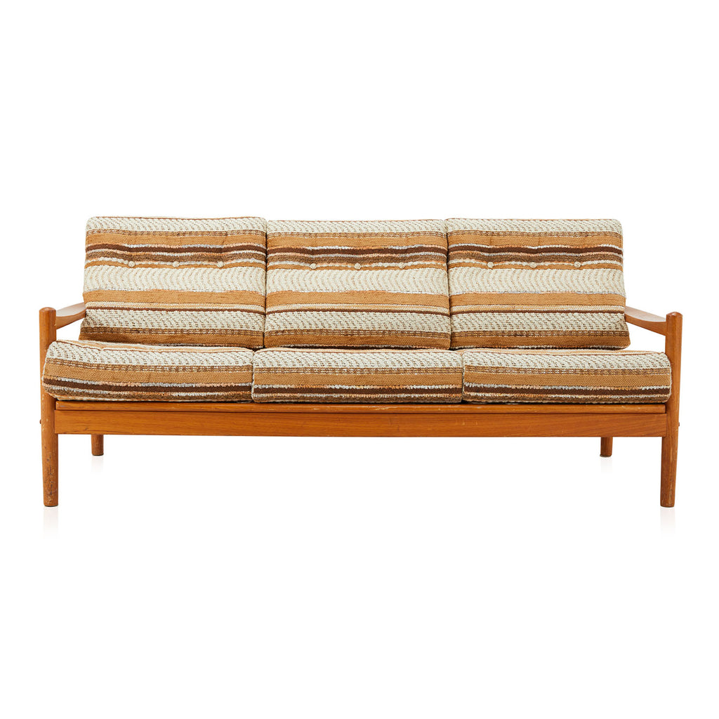 Vintage Tan Striped Sofa