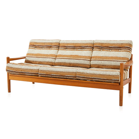 Vintage Tan Striped Sofa