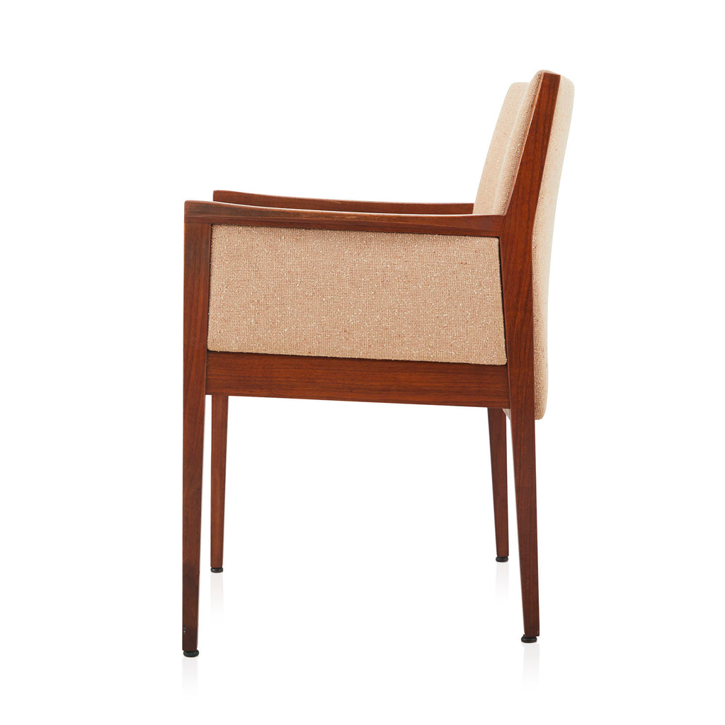 Tan & Wood Upholstered Arm Chair