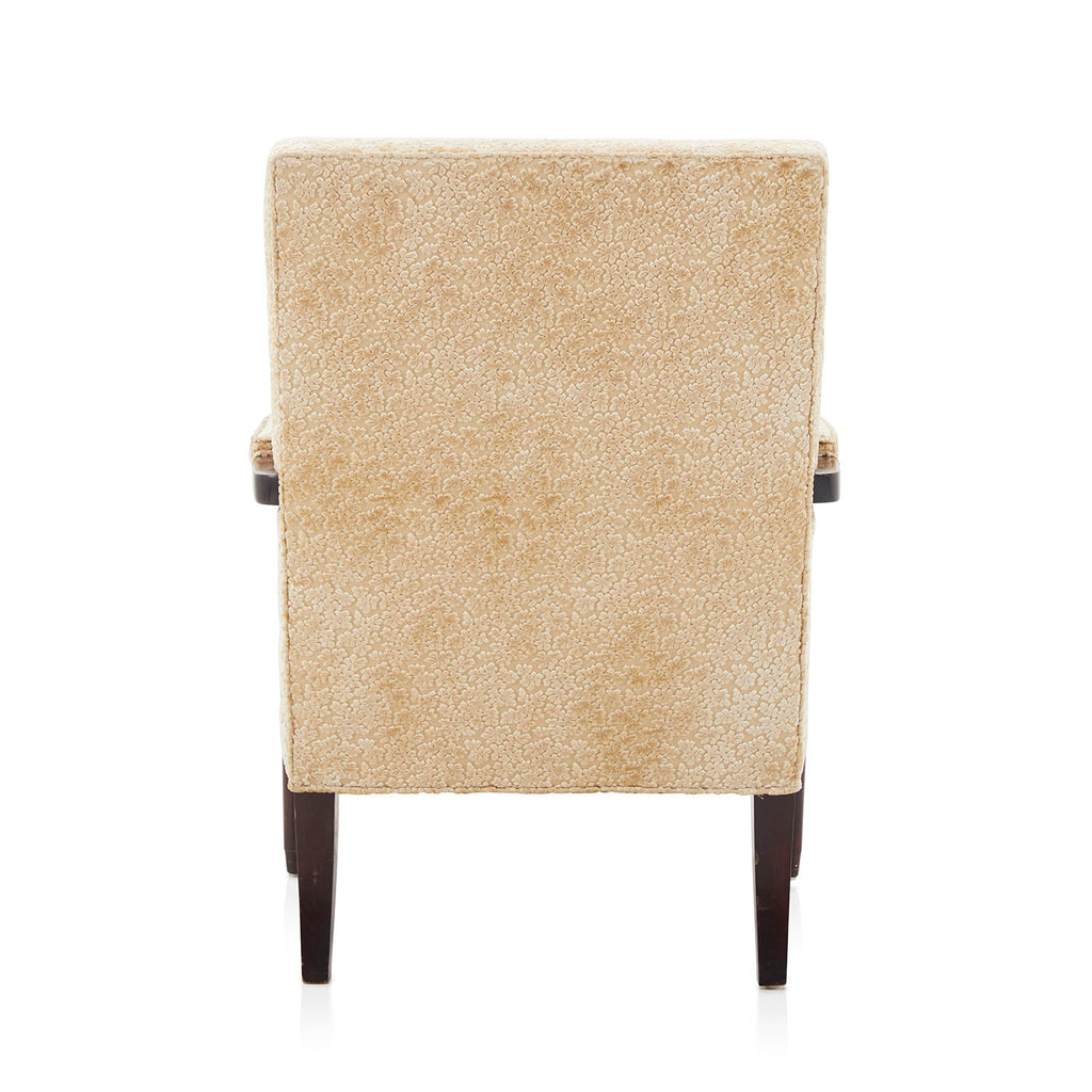 Tan & Wood Contemporary Cream Pattern Arm Chair