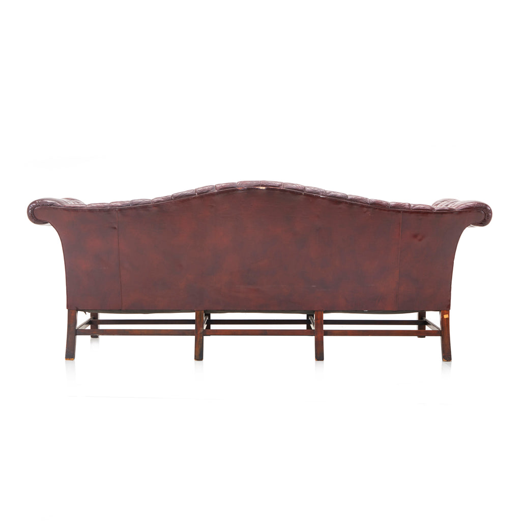 Distressed Deep Red Leather Couch