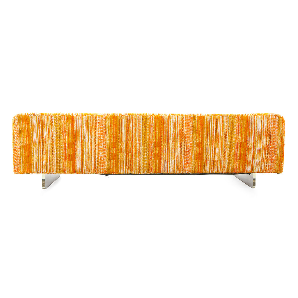 Long 1970's Vintage Orange Striped Sofa