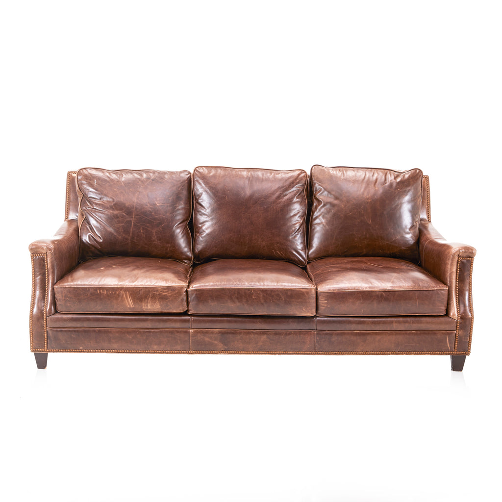 Rustic Brown Leather Couch