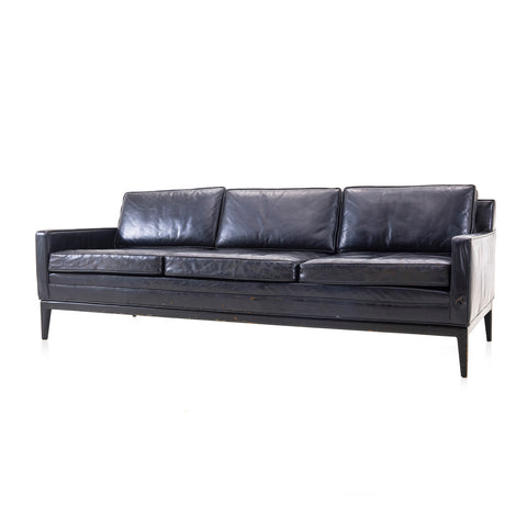 Black Three-seater Leather Sofa