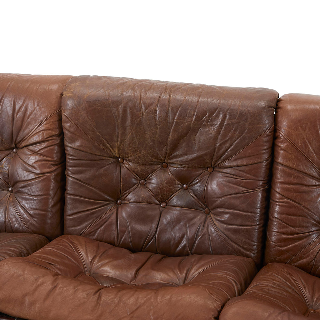 Rustic Plush Brown Leather Sofa