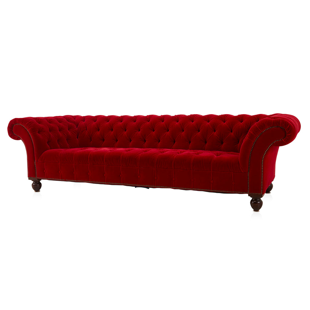 Red Velvet Chesterfield Sofa