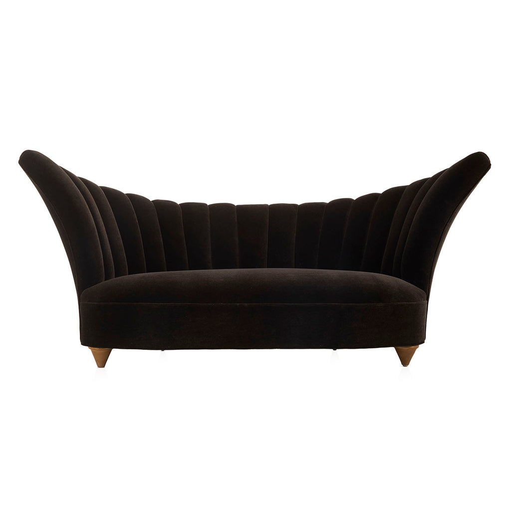 Black Velvet Double Wing Deco Sofa