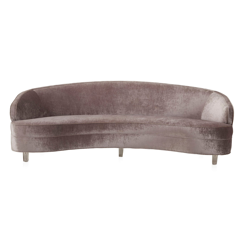 Silver Velvet Curved Sofa