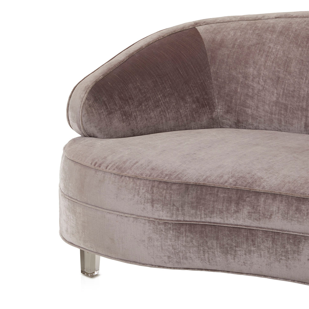 Silver Velvet Curved Sofa