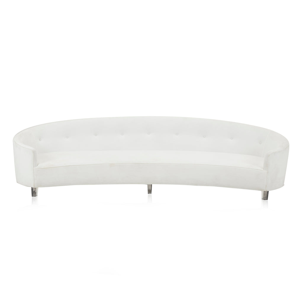 White Micro Velvet Curved Sofa