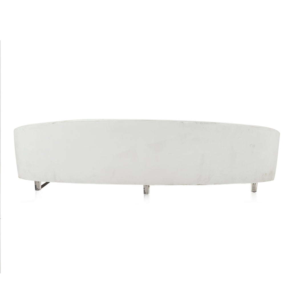 White Micro Velvet Curved Sofa