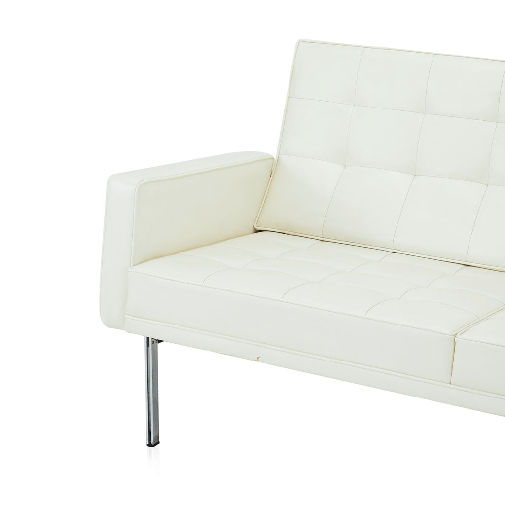 Modernica White Leather Split Rail Arm Chair